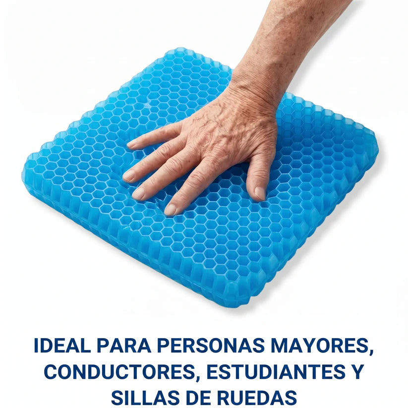Cojín de Gel Coussea | Alivia los dolores de espalda, caderas y coxis durante largas horas sentado, en cualquier silla.
